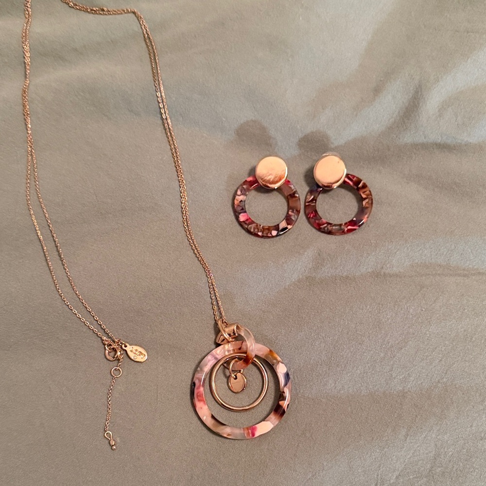 LOFT Gold and Pink Necklace Set